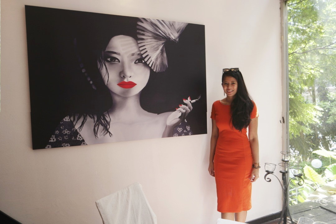 Affordable Custom Made Eclectic Contemporary Asian Girl In Red Lipstick Digital Printing On Canvas  In Malaysia Office/ Home @ ArtisanMalaysia.com