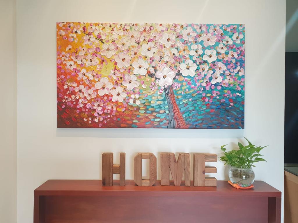 Affordable Custom Made Textured Colourful Flower/Floral Oil Painting Made On Canvas In Malaysia Office/ Home @ ArtisanMalaysia.com