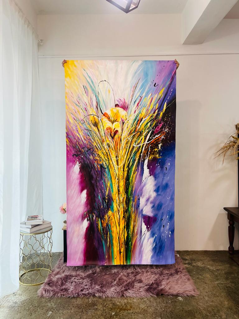 Affordable Custom Made Hand-painted Bold Abstract Flower Oil Painting In Malaysia Office/ Home @ ArtisanMalaysia.com